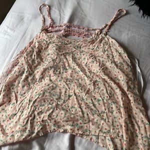 Pink floral print crop top